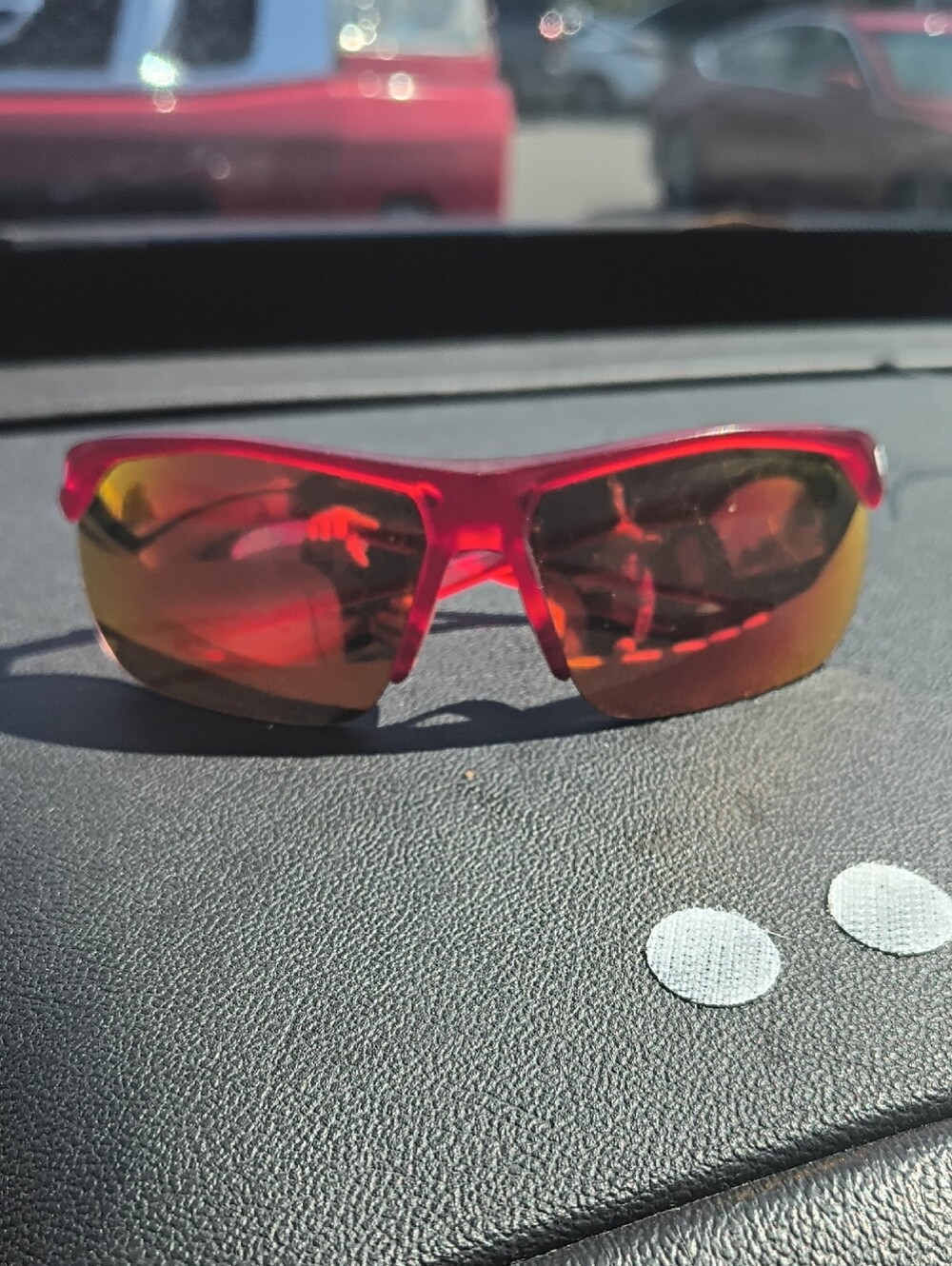Nike Men's Red Sport Sunglasses with Mirrored Lenses